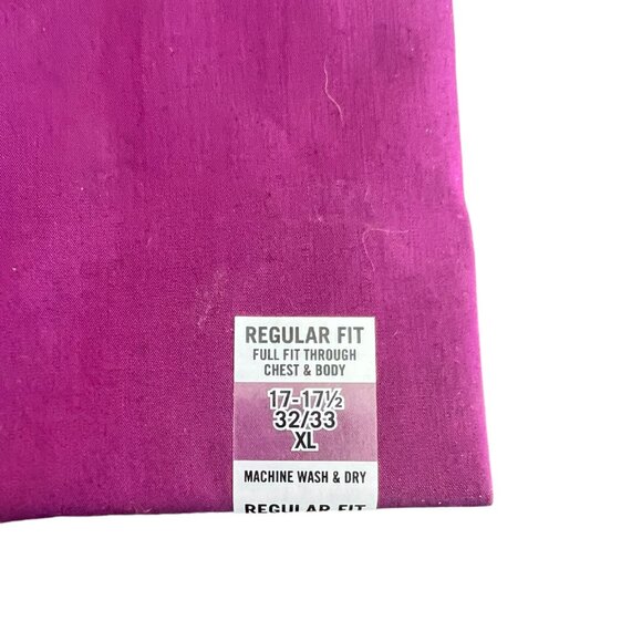 Men's NWT Kenneth Cole Unlisted Regular Fit Cotton Dress Shirt Raspberry Size XL - Picture 3 of 3